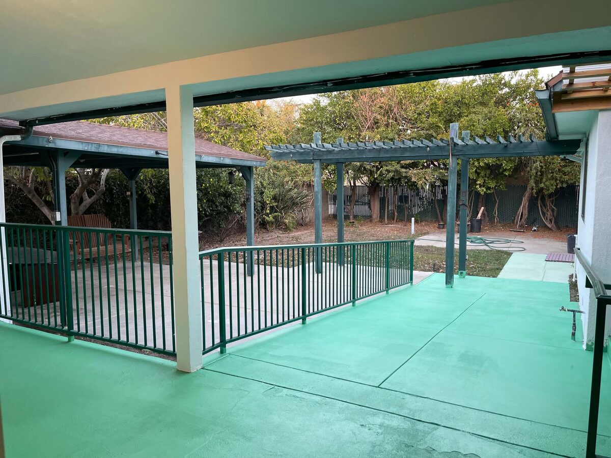 Backyard garden and walking path